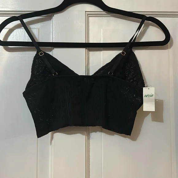 American Eagle By Aerie Real Power Wireless Push Up Paisley Lace Black Bra NEW - Picture 7 of 8
